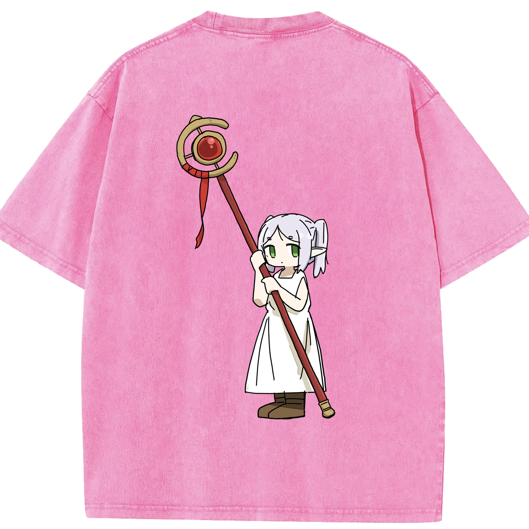 （画像用） 葬送のフリーレン Frieren 綿100% ヴィンテージ風 半袖Tシャツ（背面プリント）